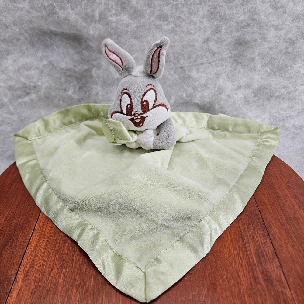 Baby Looney Tunes Bugs Bunny Lovey Security Blanket Pal Green Satin‎